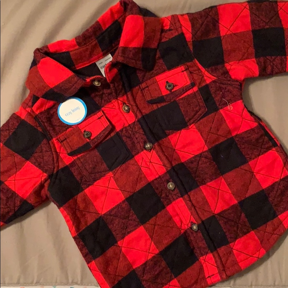 Carters lined buffalo plaid shirt. 12 month NWT